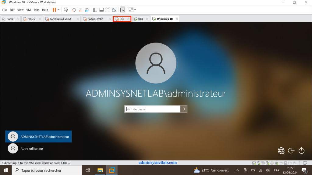 Authentification utilisateur dans un domaine active directory.